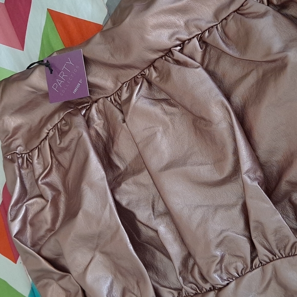 FOREVER 21 ..metallic pink party 🥳 dress..sleeveless..mini. size L..NEW - Picture 5 of 5